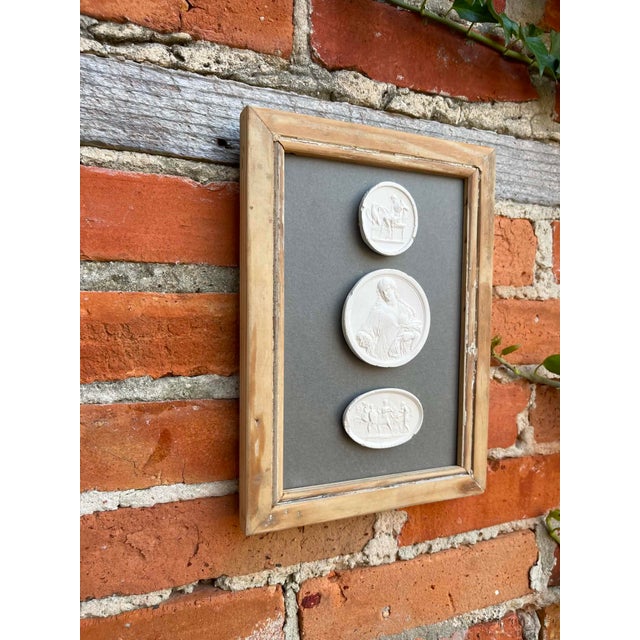 Italian Plaster Intaglios in 1880s Pine Frame For Sale - Image 4 of 5