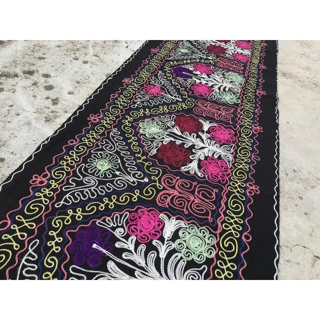 1980s Black Table Runner with Tribal Style, 1980s For Sale - Image 5 of 11