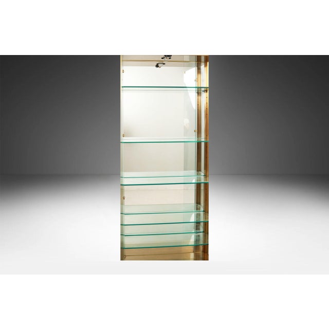 Mastercraft Vintage Mid-Century Hollywood Regency Brass Glass Lighted Curio Cabinet Vitrine For Sale - Image 4 of 18