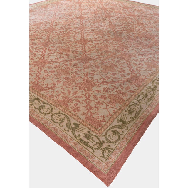 Spanish Vintage Circa 1960 Light Brick Spanish Hand Knotted Rug 12ft 5in X 14ft 2in For Sale - Image 3 of 16