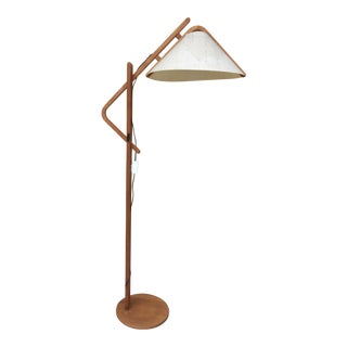 Mid-Century Modern Scandinavian-Style Wood Floor Lamp For Sale