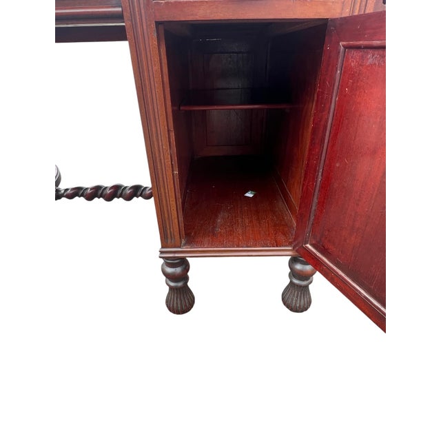 Brown Antique Victorian Barley Twist Leg Inlaid Desk For Sale - Image 8 of 18