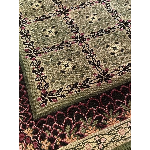 1920s 20th Century Austrian Green and Purple Savonnerie Rug, 1920 For Sale - Image 5 of 16
