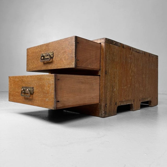 Mid-Century Modern Vintage Japanese Wooden Drawer Chest, 1950s For Sale - Image 3 of 14