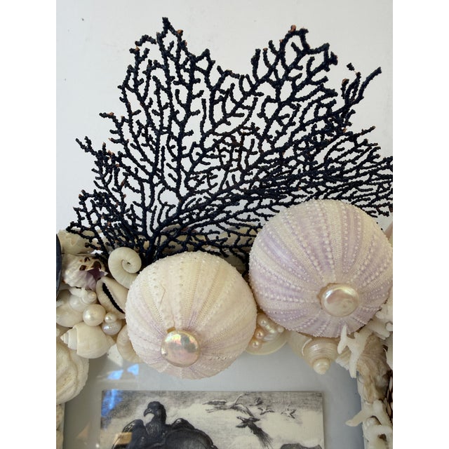White Custom CSS Seashell Frame in White & Purple Shells For Sale - Image 8 of 9