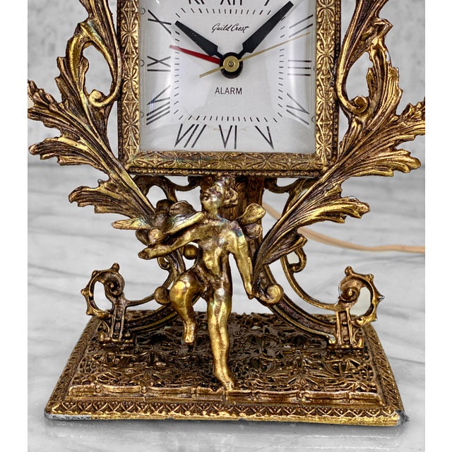 Vintage Rococo Style Cast Metal Gold Gilded Mantle Clock W/ Cherub Motif Chairish