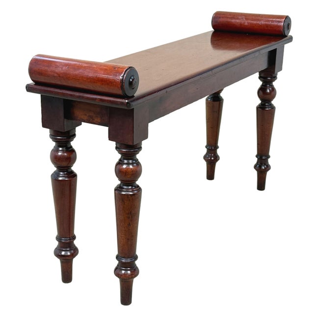 Wood Small Regency Window Seat Hall Bench, 1830 For Sale - Image 7 of 11