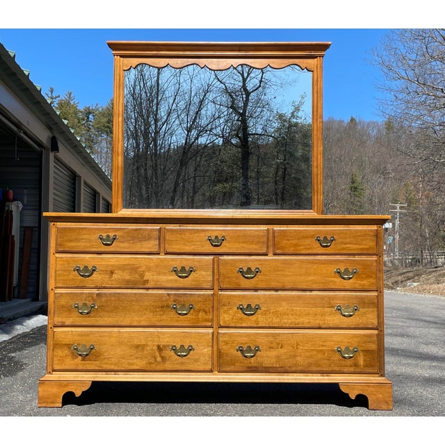 Ethan Allen Solid Maple Circa 1776 Dresser & Mirror Chairish