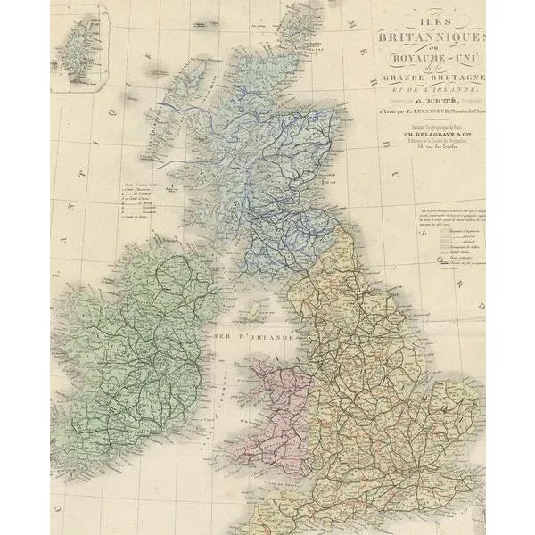 Antique Map of the United Kingdom and Ireland, 1875 For Sale - Image 3 of 11