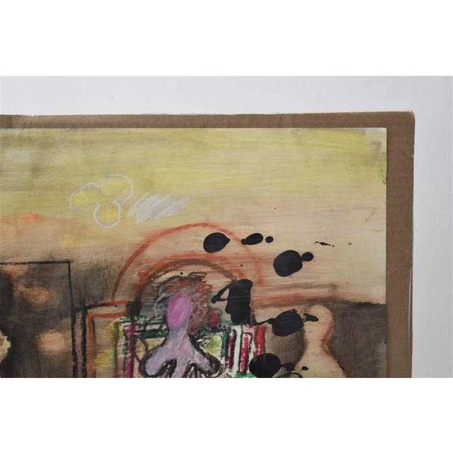 1970s Vintage Orignal Lucia Wilcox Gouache Mixed Median Abstract Nudes Painting Sketch For Sale - Image 5 of 7