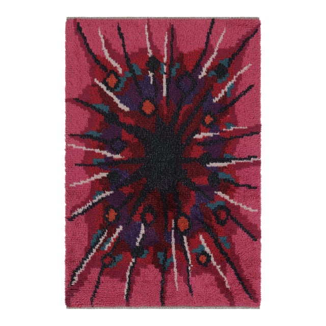 Vintage Swedish Rya Rug With Bold, Bursting Scandinavian Geometry - Rug & Kilim For Sale