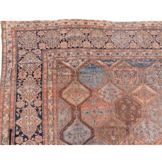 Textile Authentic 19th Century Persian Kashan Handmade Wool Rug For Sale - Image 7 of 11