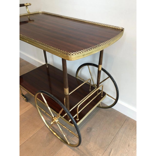 Neoclassical Style Mahogany and Brass Bar Cart in the Style of Maison Jansen For Sale - Image 9 of 13