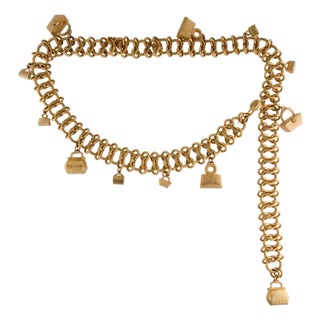 1990s Judith Leiber Belt Necklace Charms Purses Handbags Pendant Gold Plated Vintage For Sale
