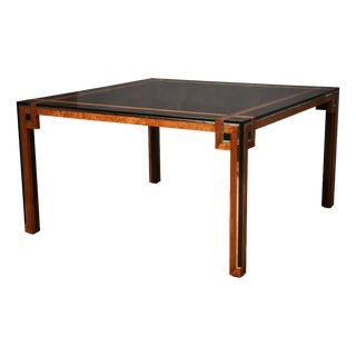 Square Briar Wood and Chrome Dining Table by Romeo Rega, 1970s For Sale