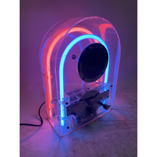 Radio Design in Acrylic Glass and Neon, 1980s For Sale - Image 10 of 18