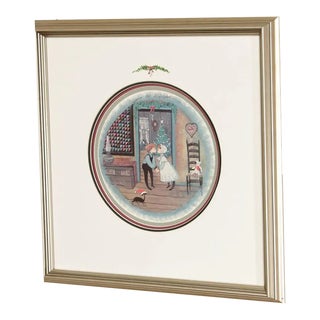 Pat Buckley Moss 'Under the Mistletoe' Offset Lithograph For Sale