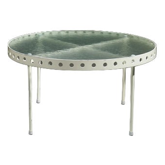 Circular Coffee Table in White Lacquered Steel and Glass Top by Janni van Pelt for Myhome, Netherlands, 1950s For Sale
