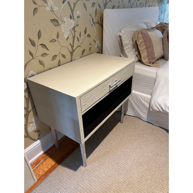2010s Made Goods Contemporary Cream & Black Shagreen Nightstands - A Pair For Sale - Image 5 of 13