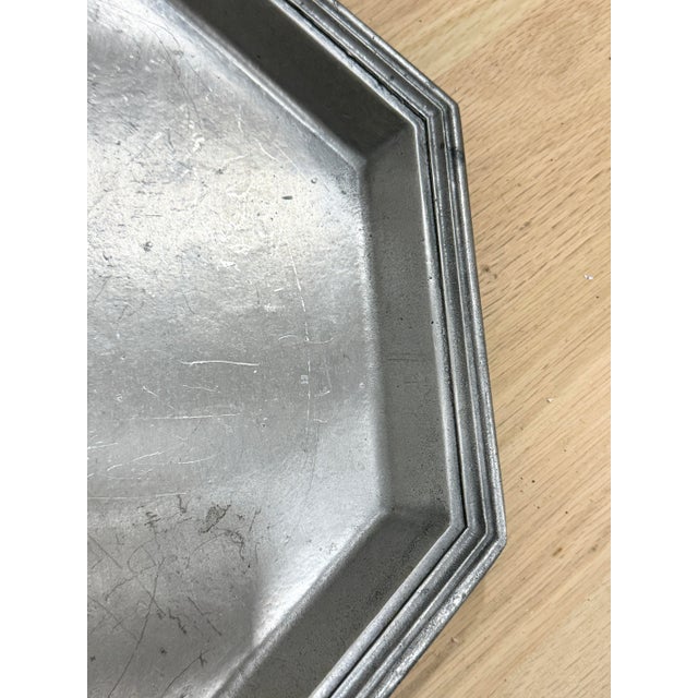 Traditional Vintage International Company Pewter Serving Tray For Sale - Image 3 of 4