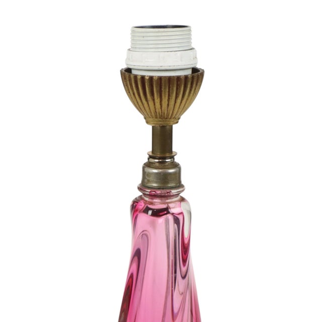 Purple and Pink Crystal Table Lamp from Val Saint Lambert, 1960s For Sale - Image 4 of 14
