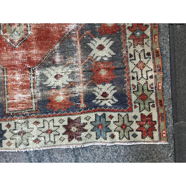 Textile Vintage Turkish Handmade Nomadic Rug- 3′5″ × 4′6″ For Sale - Image 7 of 11
