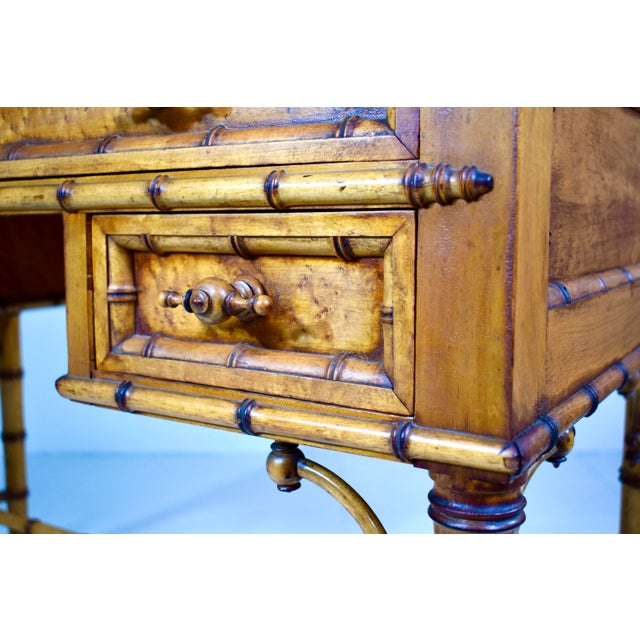 Bird's-Eye Maple Faux Bamboo Dressing Table and Chair by R J Horner & Co For Sale - Image 11 of 12