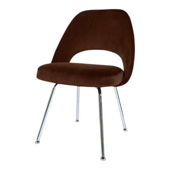 Saarinen Executive Armless Chair in Espresso Velvet For Sale