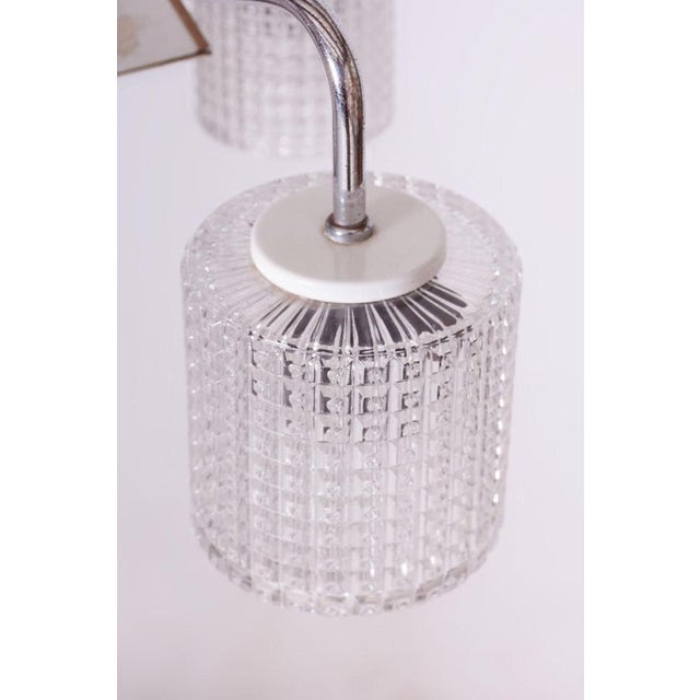 Mid-Century Chrome and Opaline Glass Chandelier by Drukov, Czech, 1970s For Sale - Image 6 of 10