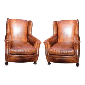 Vintage Hancock & Moore Leather Club Chairs- a Pair