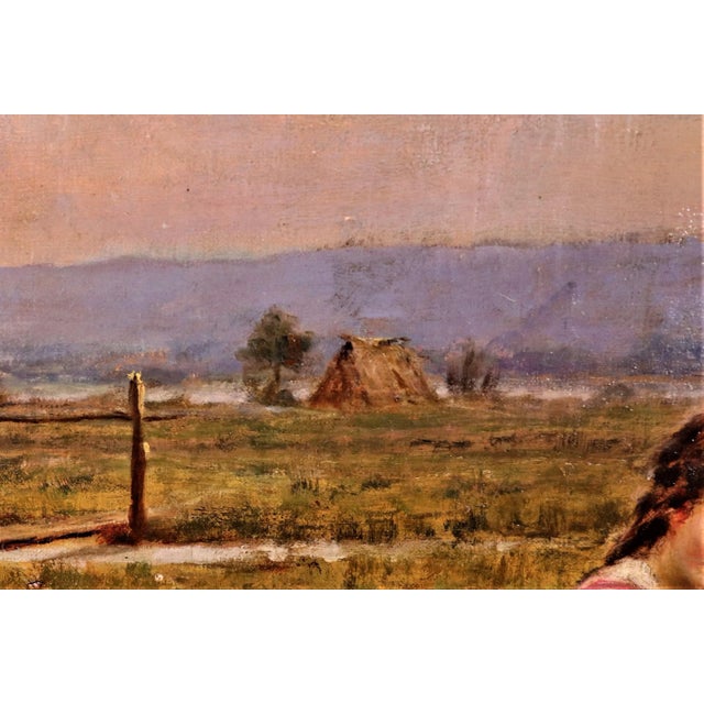 Oil on Canvas "Feeding the Birds" by César Pattein ( French 1850 - 1931) For Sale - Image 10 of 12