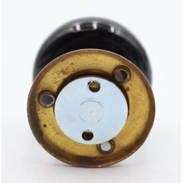 Antique Black Ceramic Brass Dummy Door Knob For Sale - Image 4 of 4