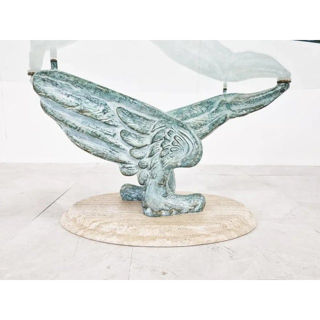 Travertine & Bronze Coffee Table, 1980s For Sale - Image 6 of 11