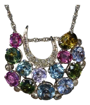 The Ashmore: Elaborate Antique Multicolored Sapphire and Diamond Pendant in 18 K Gold