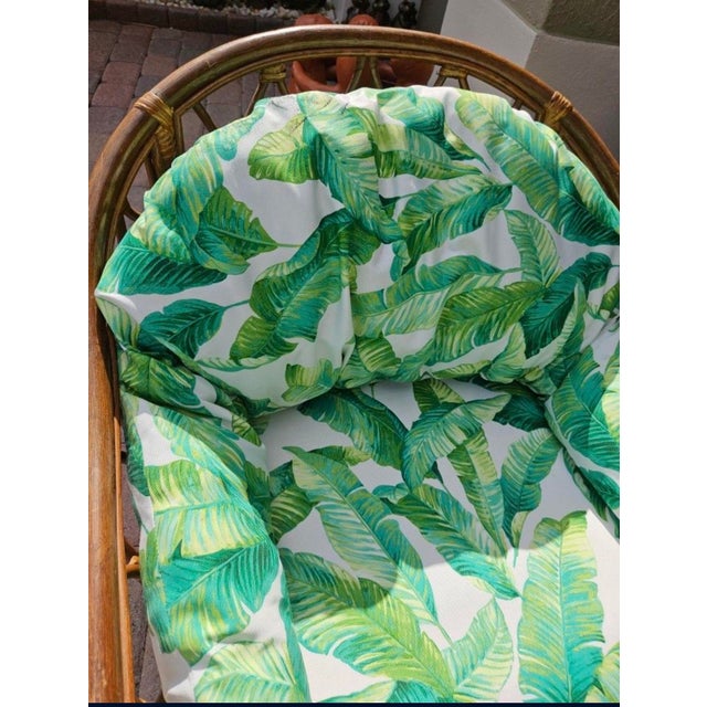 Vintage Pair Bamboo Club Chair With Custom Upholstery For Sale - Image 4 of 4