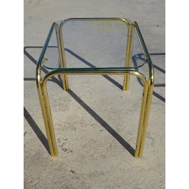 Nesting Tables in Gilt Metal and Tempered Glass, 1990s, Set of 3 For Sale - Image 10 of 16