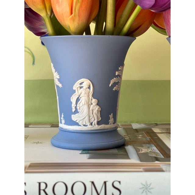 Ceramic 1960s Wedgwood Blue and White Jasperware Vase For Sale - Image 7 of 10