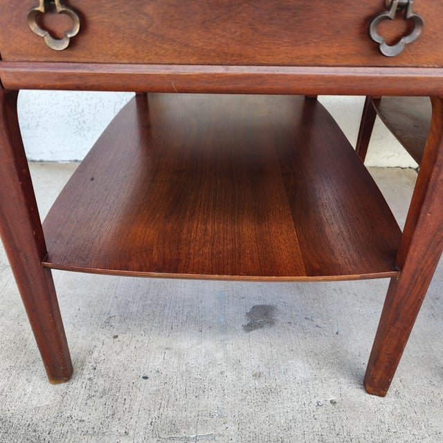 Mid Century Walnut End Tables Pair MCM For Sale - Image 9 of 12