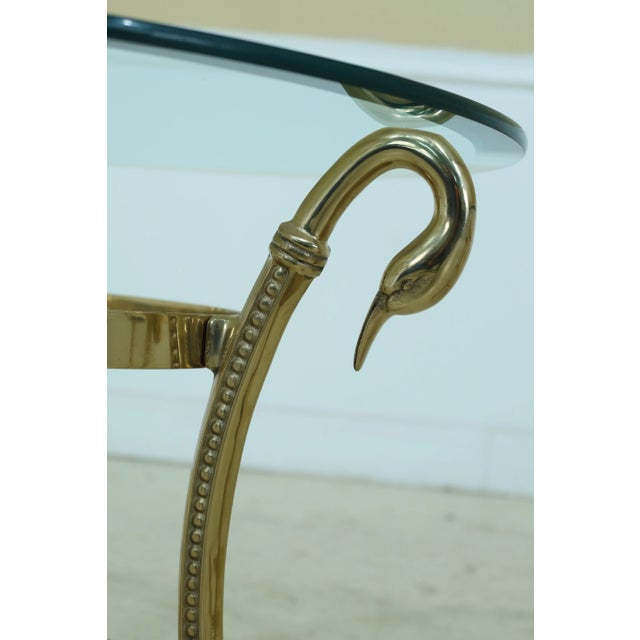 Traditional Brass & Glass Swan Head Occasional Tables - a Pair For Sale - Image 3 of 9