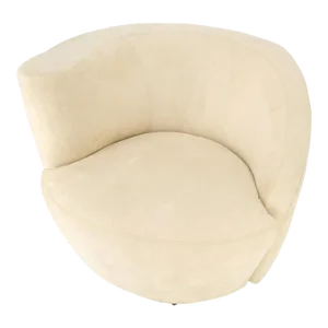 Beige Offwhite Alcantara Suede Corkscrew Nautilus Swivel Chairs Directional