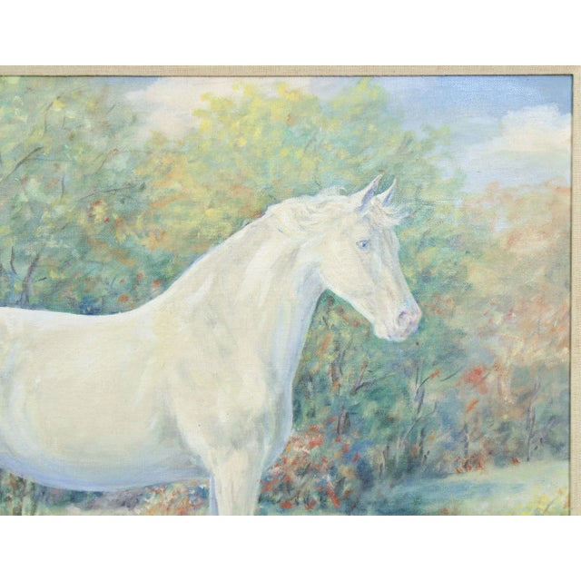Vintage 1954 Impressionist Painting Portrait of White Horse Signed g.v. Conradt For Sale In Chicago - Image 6 of 8