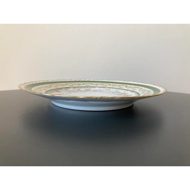 Victorian Early 20th Century Antique French Gold and Green Limoges Porcelain Plate by Haviland For Sale - Image 3 of 12