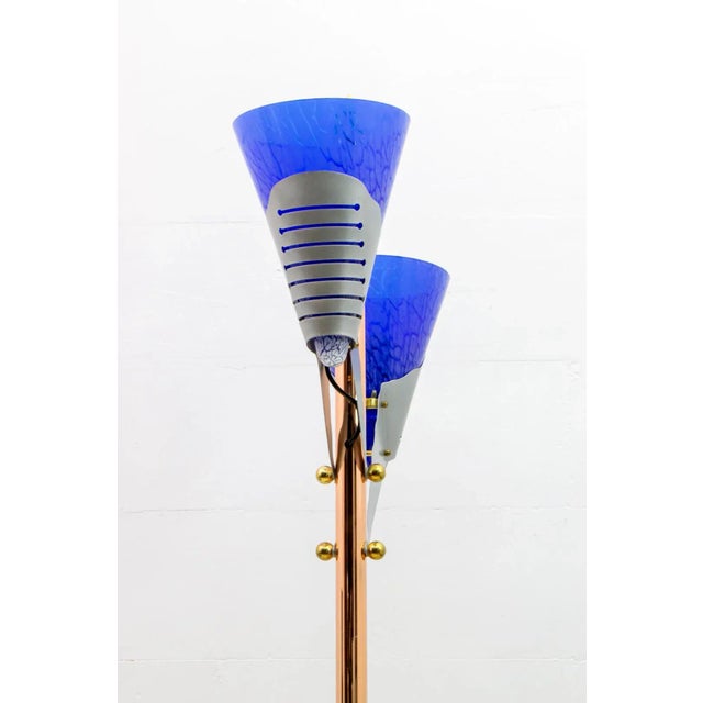 1980s Italian Murano Glass and Brass Floor Lamp from Relco Milano, 1980s For Sale - Image 5 of 17