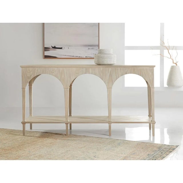 Modern Console Table with a light whitewashed ash veneer. The large modern table takes design cues from the 18th-century...