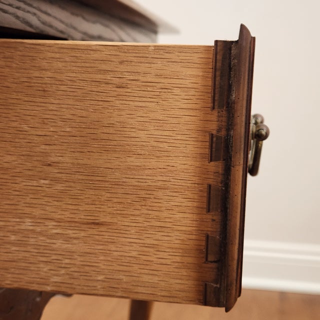 Vintage Baker Furniture Queen Anne Style Bookmatched Burled Walnut Veneer Lowboy For Sale - Image 14 of 18