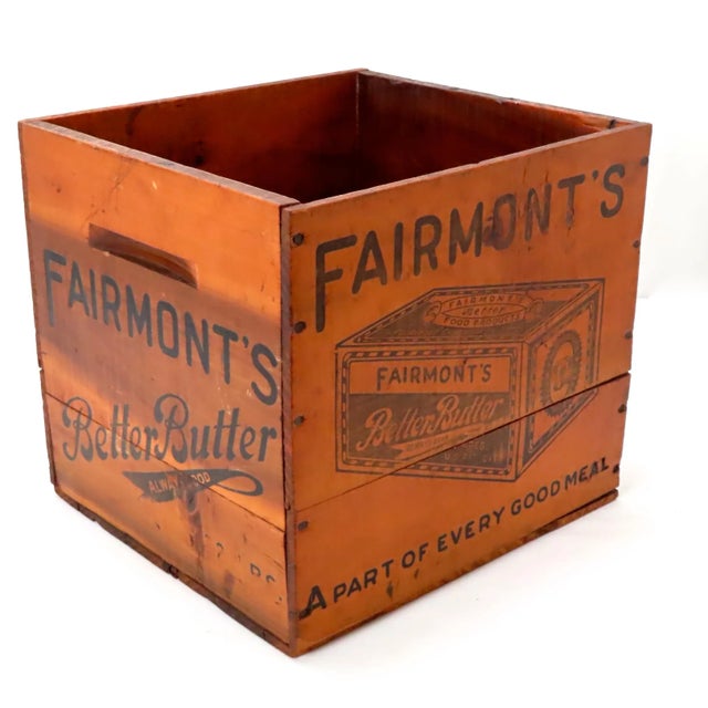 Wood Antique American Wood Fairmonts Better Butter Shipping Crate With Nice Graphics For Sale - Image 7 of 13