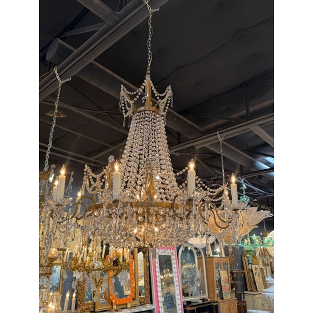 Traditional Antique Empire Style Gilt Bronze and Crystal Chandeliers For Sale - Image 3 of 5