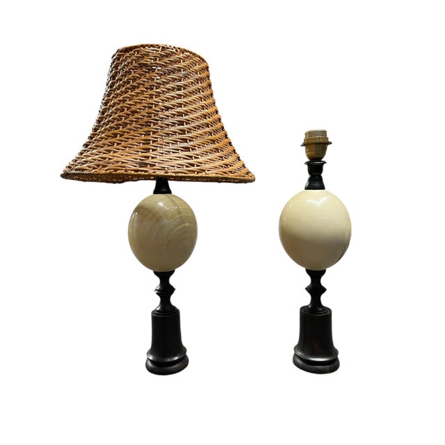 Vintage Exotic Wood and Ostrich Egg Lamps from Maison Jansen, 1950s, Set of 2 For Sale - Image 9 of 9