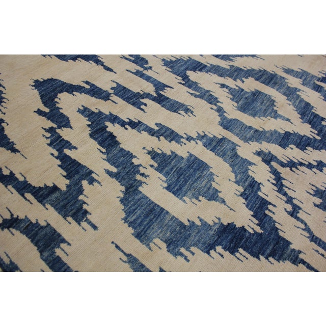 Modern Hand Knotted Wool & Cotton Ikat Rug - 8'4" X 9'10" For Sale - Image 3 of 5