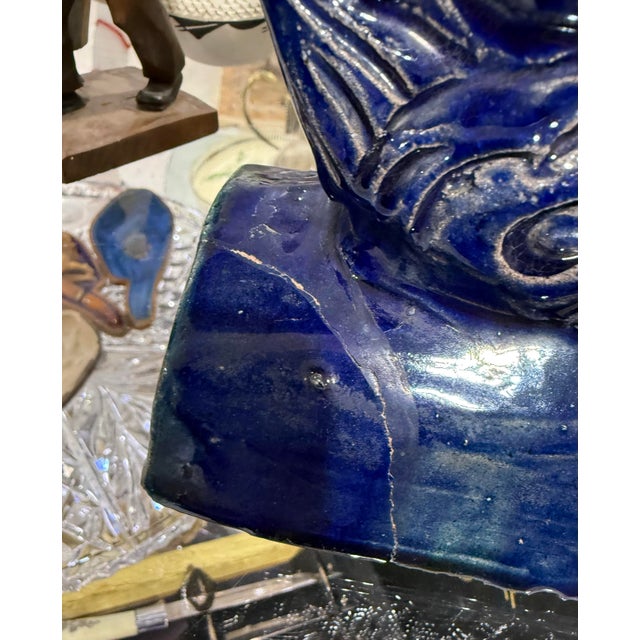 Asian Antique Chinese Glazed Ceramic Roof Tile Fish Guardian Qing Dynasty 9in For Sale - Image 3 of 7